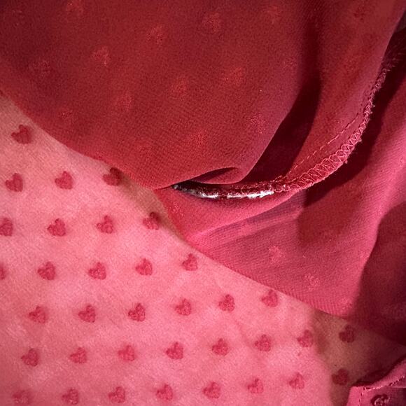 ModCloth Chiffon Hight Neck Blouse Large Heart Print‎ - Picture 5 of 7